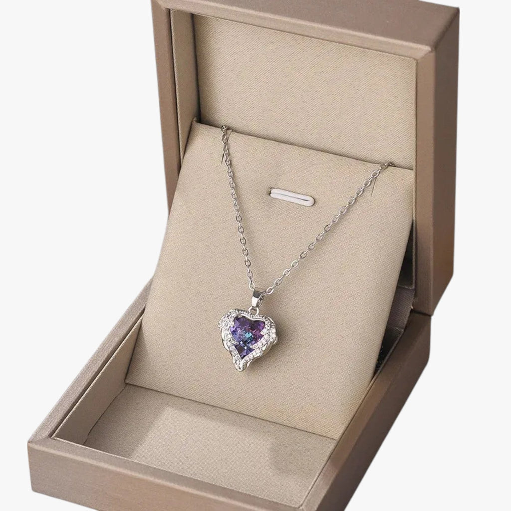 Heart Pendant Necklace with Set Crystal Stones