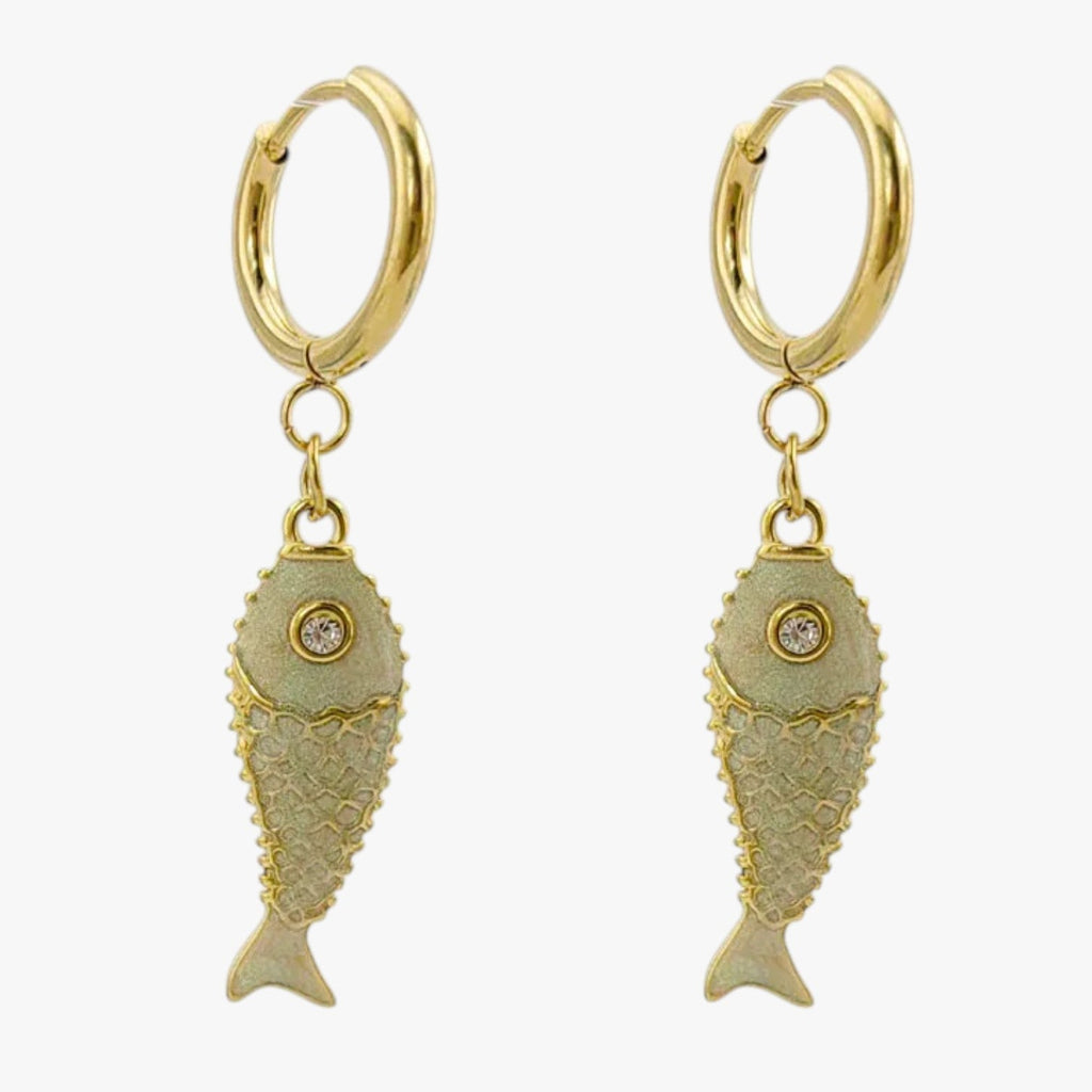 Coloured Steel Stud Earrings with Sea Motifs