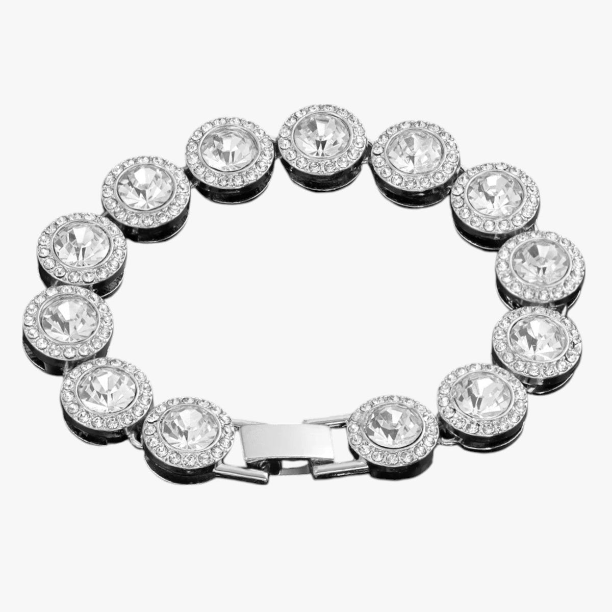 Kristallen tennisarmband met hangende hartbedels