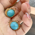 Vintage-Style Geometric Turquoise Stud Earrings