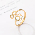 Adjustable Stainless Steel Infinity Paw Ring