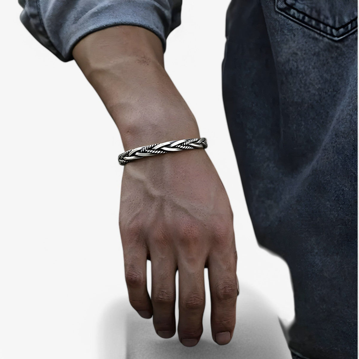 Gedraaide geweven armband in zilverkleur