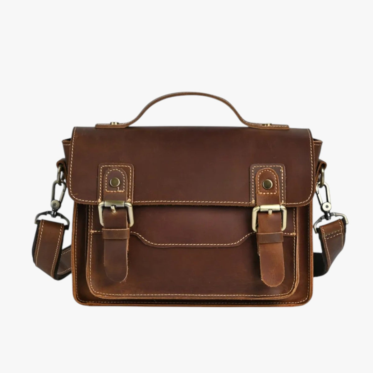 Unisex Anti-Theft Leather Shoulder Bag with Hidden Zips