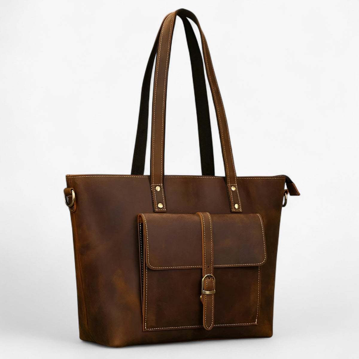 Ruime lichte shopper van echt leer voor dames