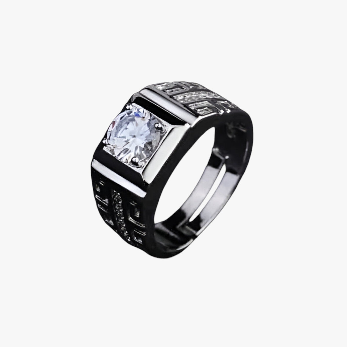 Zilverkleurige statement ring met grote kristallen