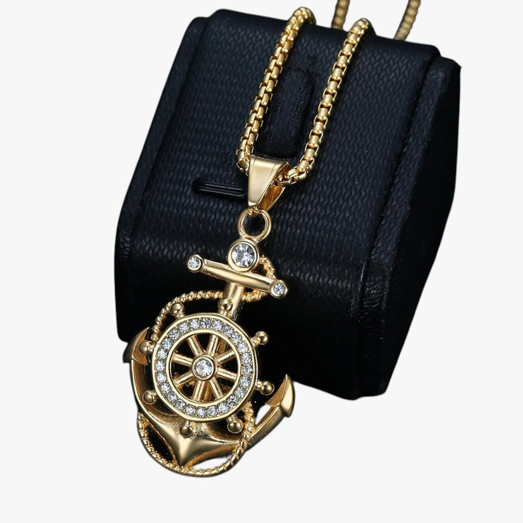 Anchor Pendant Necklace with Gold-Plated Finish