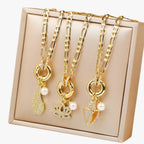 Wing and Shell Flower Pendant Necklace, Fine Chain