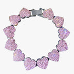 Kristallen tennisarmband met hangende hartbedels
