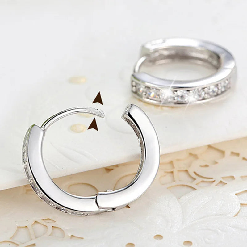 Inlaid Zirconia Hoop Earrings