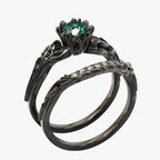 Pair of Rings with Black Quartz and Zircon Stones