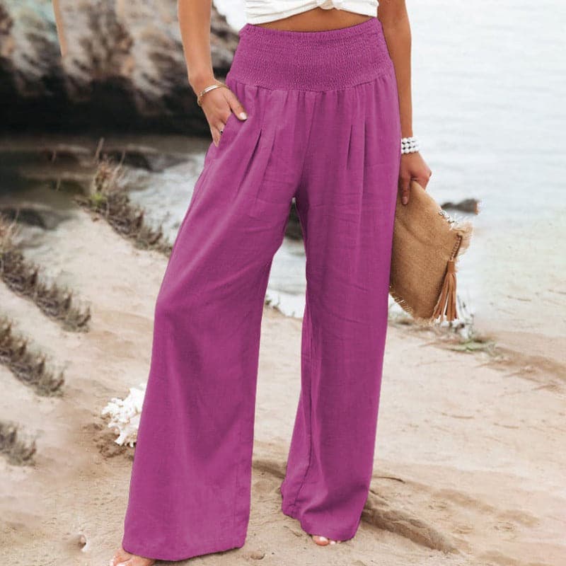 Full-Length Wide-Leg Trousers with a Gathered Waist
