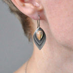 Sterling Silver Amber-Look Teardrop Drop Earrings