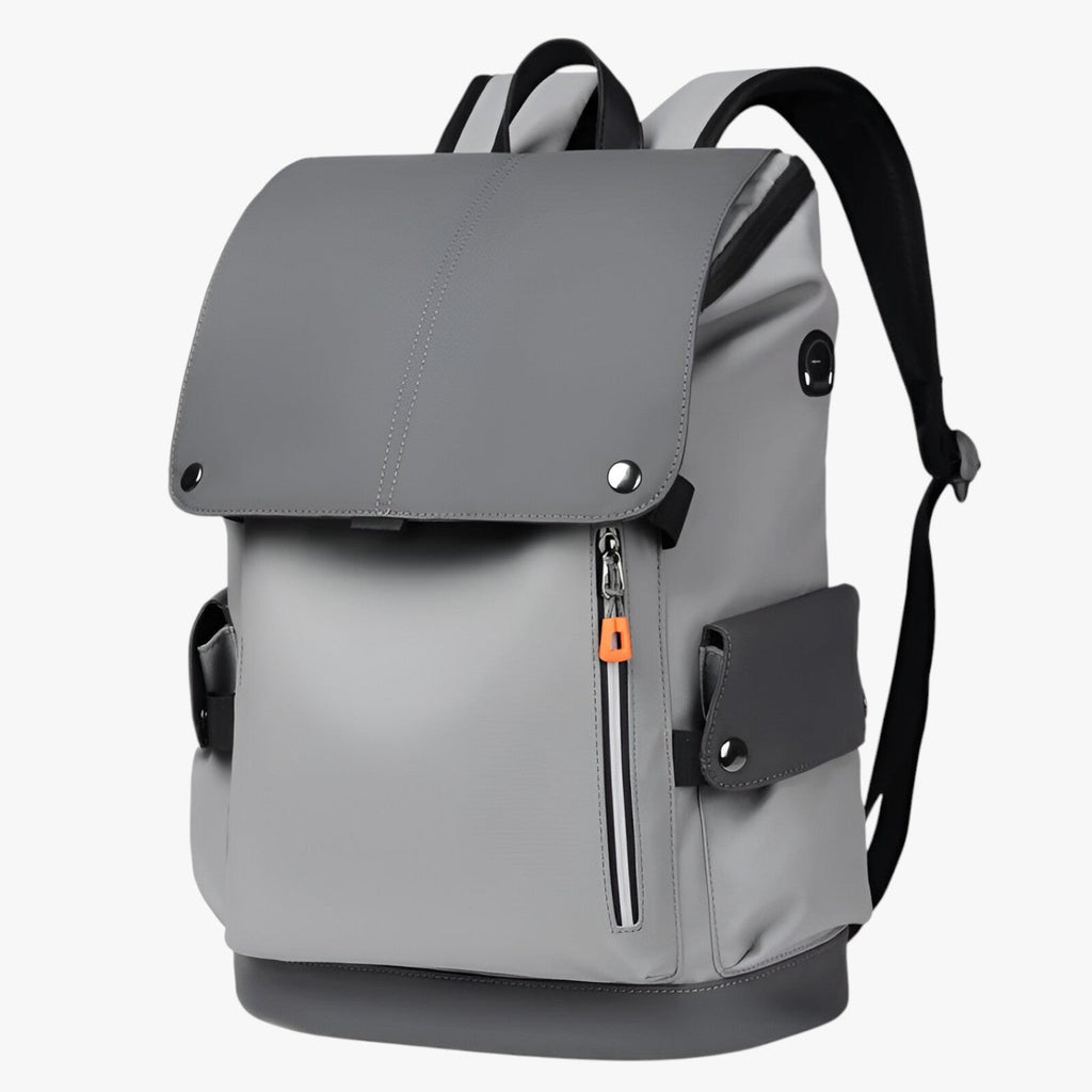 Waterproof PU Leather Laptop Backpack with USB Charger Port