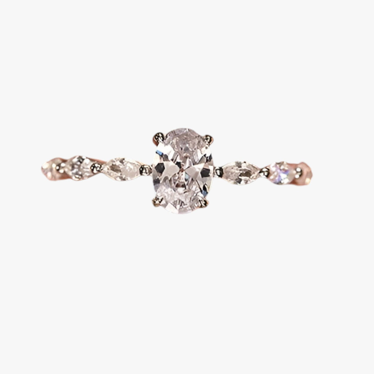 Silver-Tone Ring with Set Zircon Stones