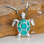 Vintagehalskæde med skildpaddevedhæng med ildopal-look