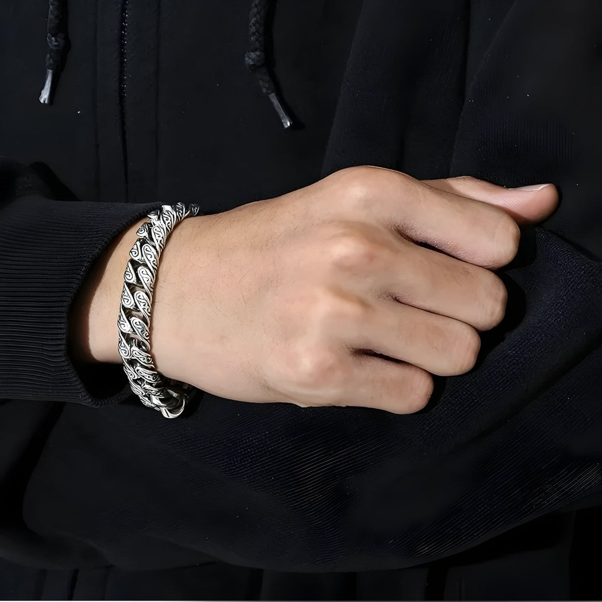 Zilveren armband met patroon, 18 cm