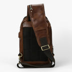 Men's Genuine Ox Leather Chest Bag with USB Charging Port