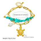 Stainless Steel Turquoise-Look Turtle Bracelet
