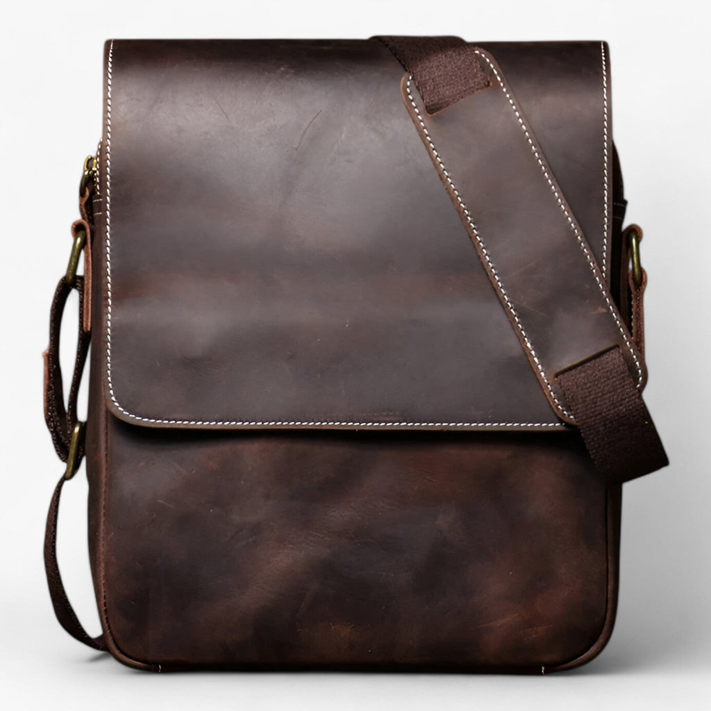 Compact Crazy Horse Leather Vintage Shoulder Bag