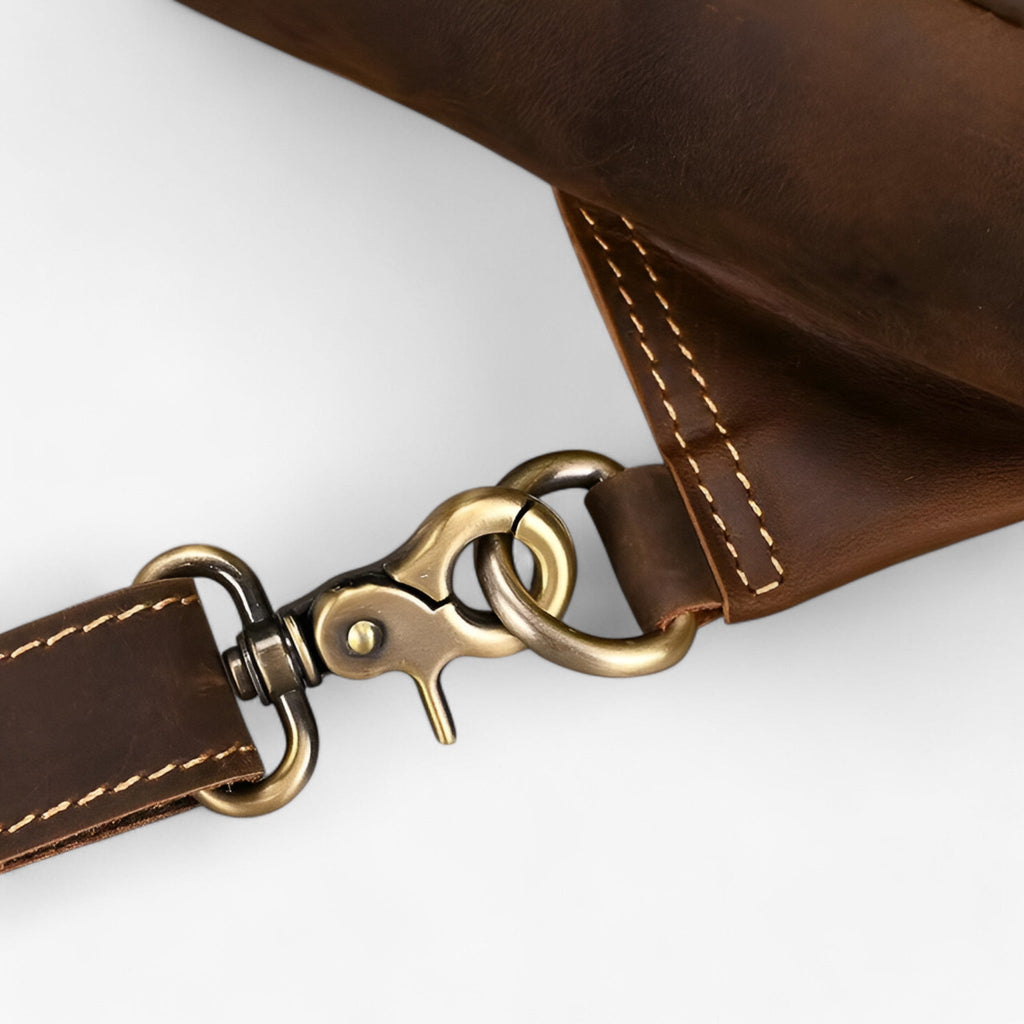 Men's Genuine Cowhide Leather Tablet Satchel Bag