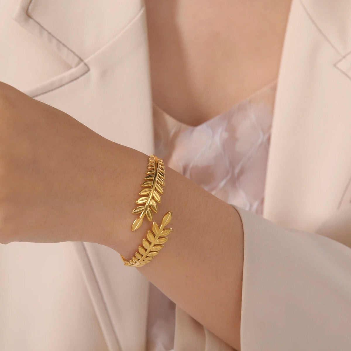 Laurel Leaf Cuff Bracelet with Adjustable Fit