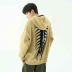 Knitted Hooded Jumper with Centipede Motif Down the Back
