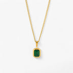 Vergulde ketting met groene zirkoon