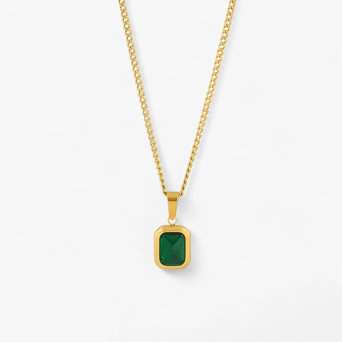 Vergulde ketting met groene zirkoon