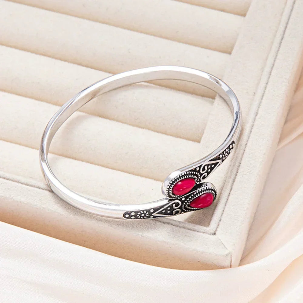 Vintage-Style Tribal Bracelet with Colourful Stones
