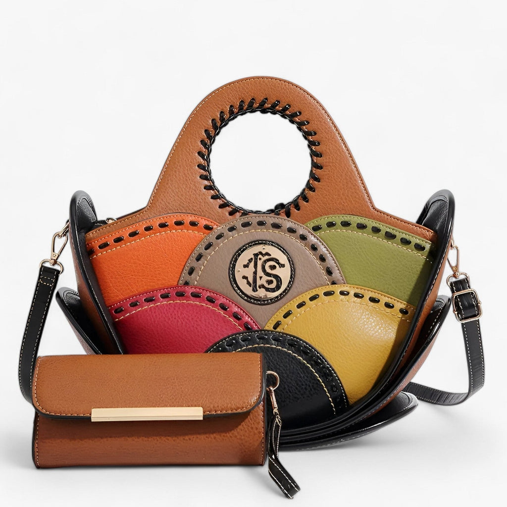 Large Leather Shoulder Bag with Multiple Storage Pockets