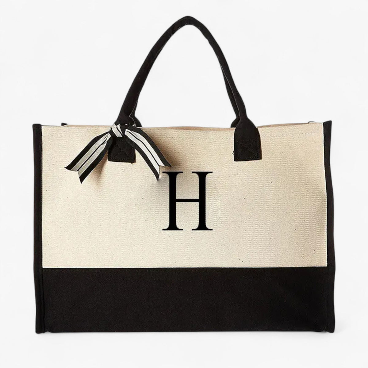 Reusable Canvas Cotton Initial Letter Tote Bag