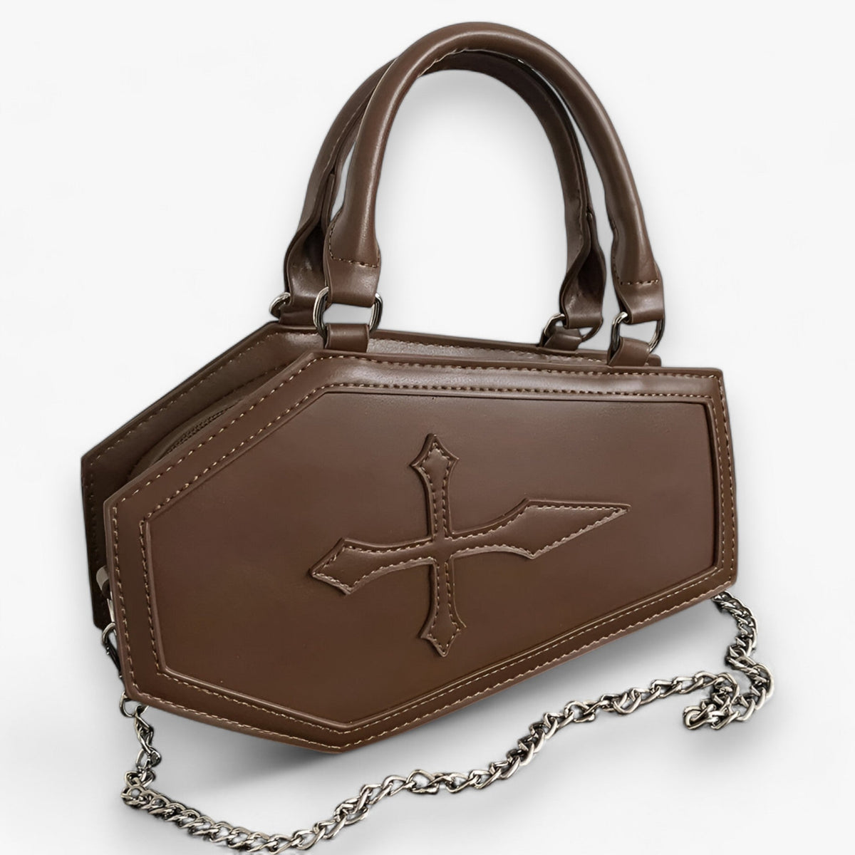 Gothic Coffin-Shaped Chain Handbag for Halloween