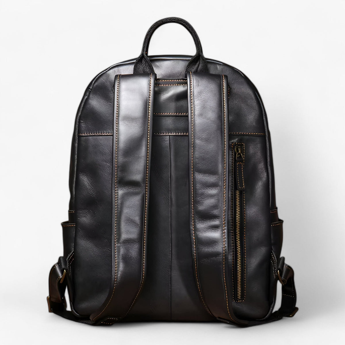 Vintage-Inspired Leather Travel Backpack for Work and School