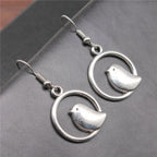 Handmade Vintage-Style Bird Charm Drop Earrings