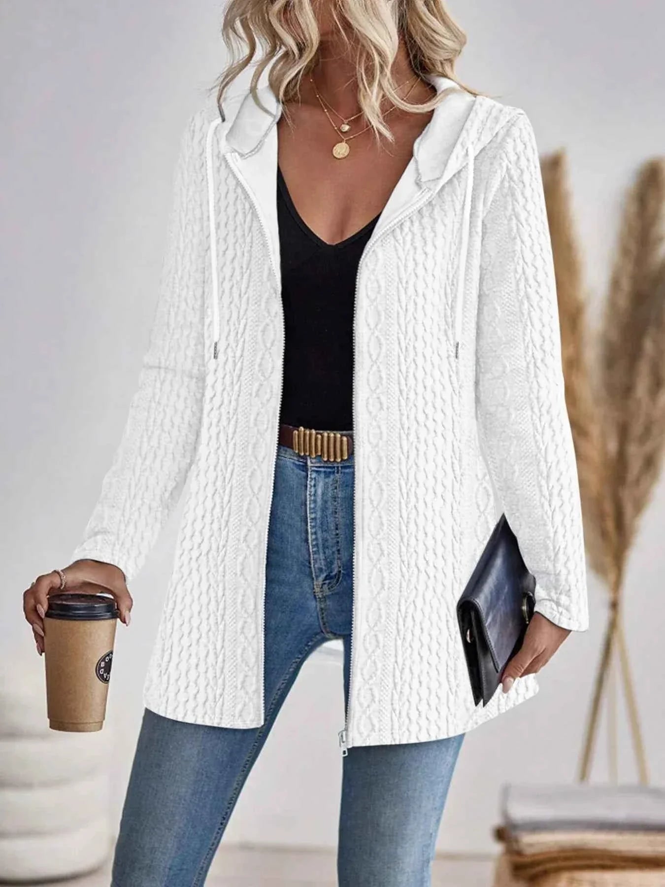 Open Front Cardigan with Practical Pockets and Soft Warm Knit