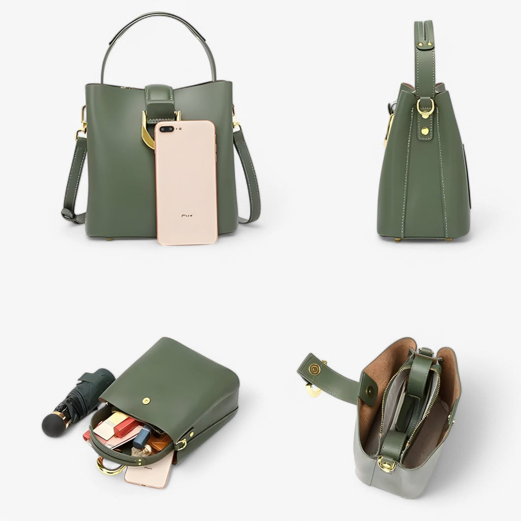 Spacious Versatile Fashion Bucket Bag in Four Colours
