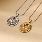 Hollow Geometric Oval Necklace