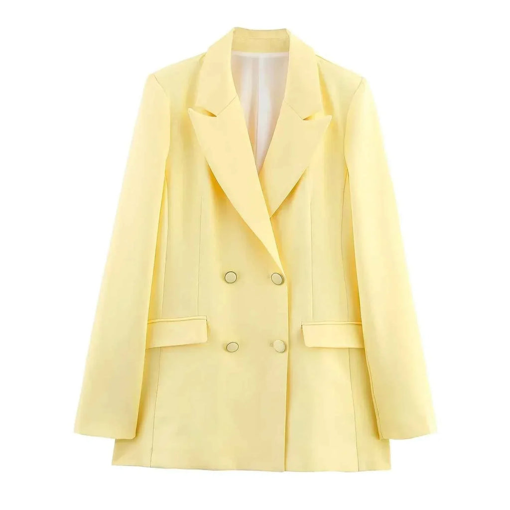 Tailored Long Blazer and Trouser Set with Matching Buttons