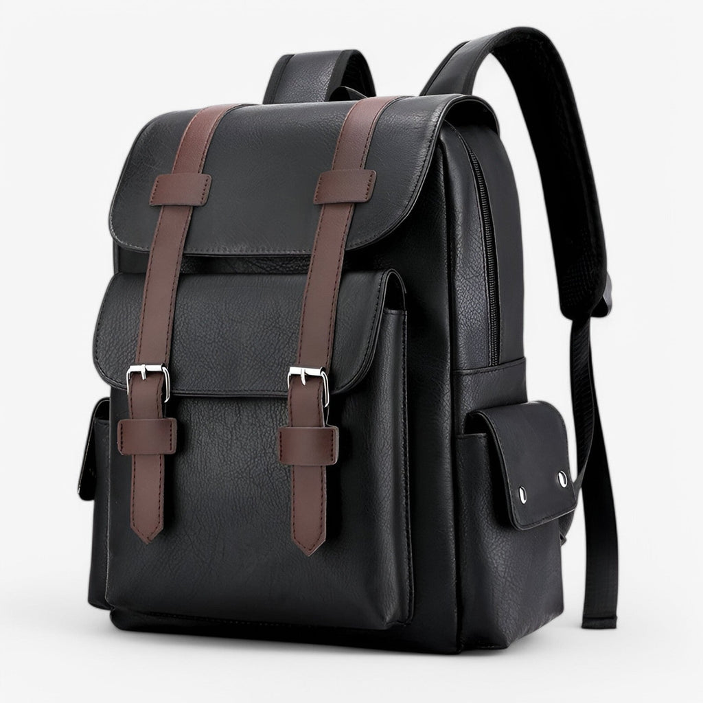 Sleek Spacious PU Leather Laptop and Book Backpack