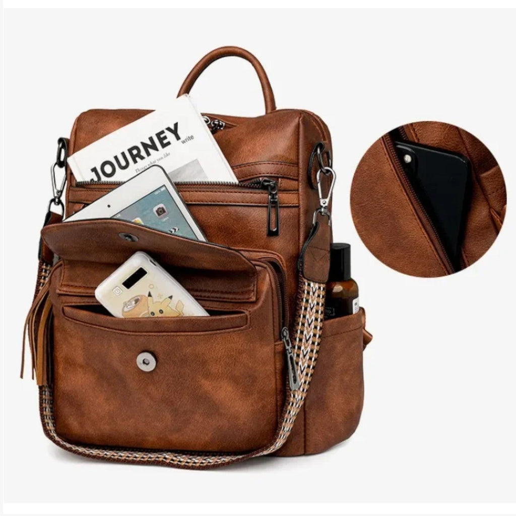 Elegant Soft Leather Backpack with Laptop Space