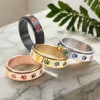 Rotating Rainbow Paw Fidget Ring