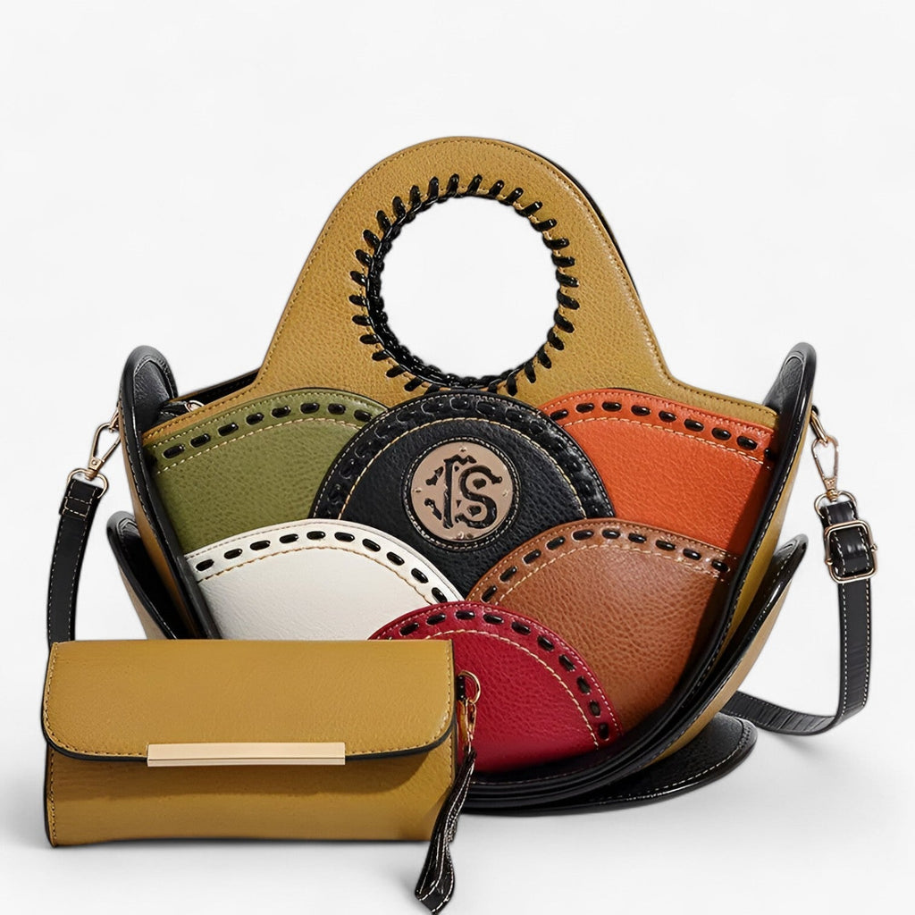 Large Leather Shoulder Bag with Multiple Storage Pockets