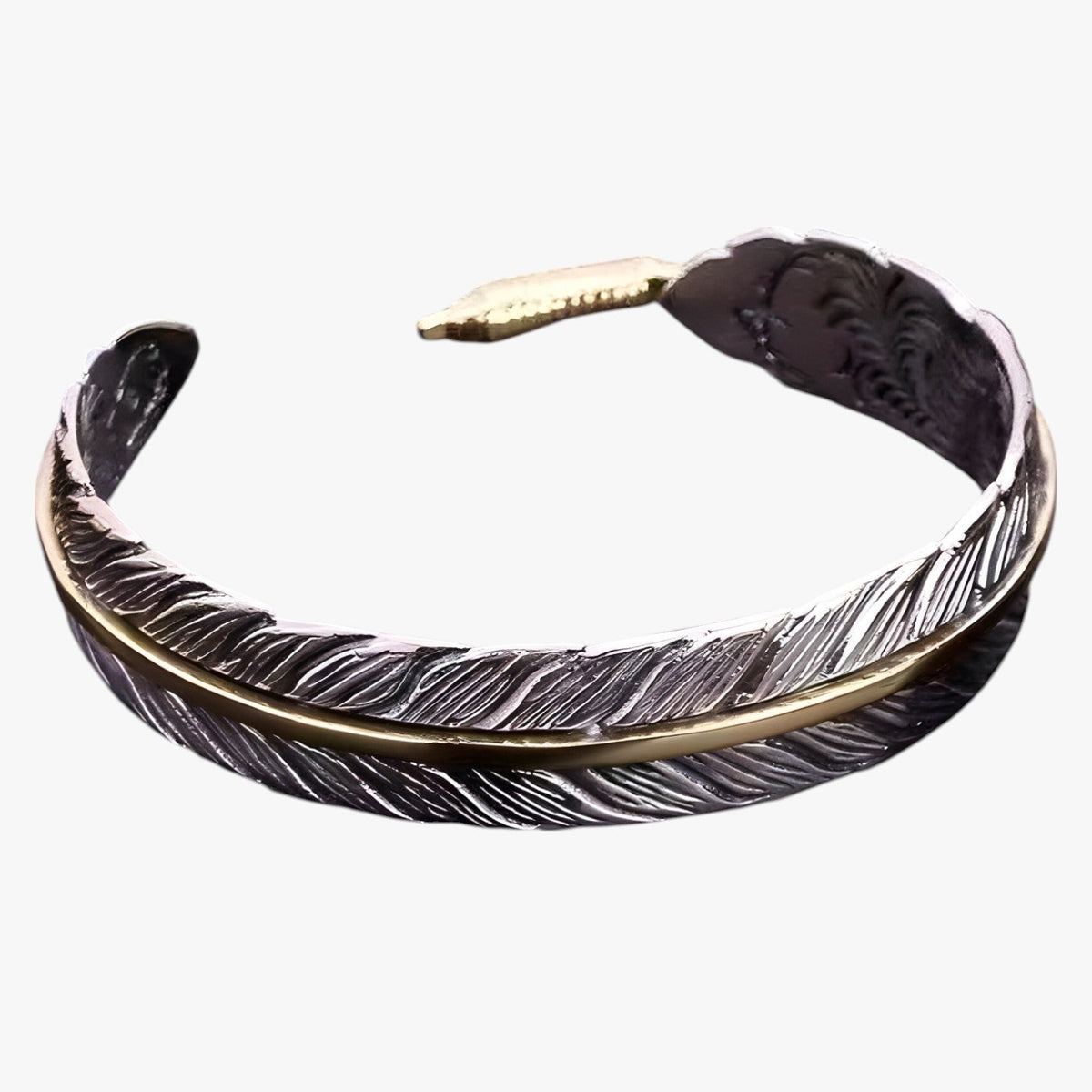 Sterling Silver Bracelet with Gold-Tone Feather Charm