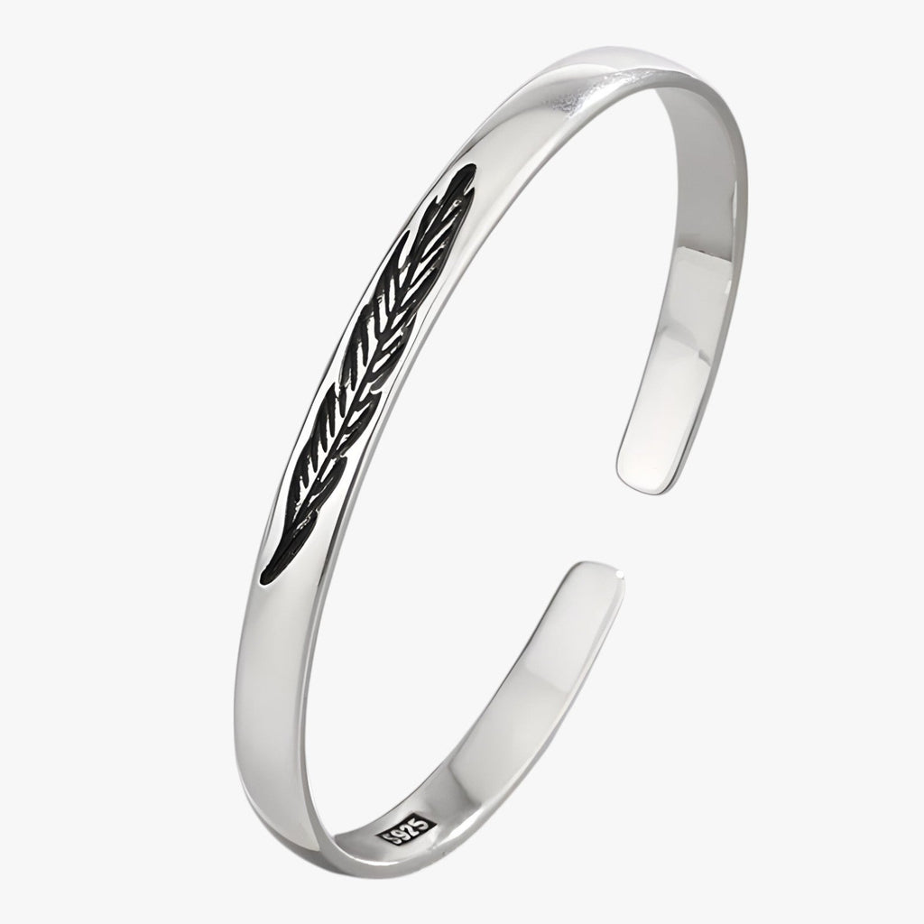 Sterling Silver Bracelet with Gold-Tone Feather Charm