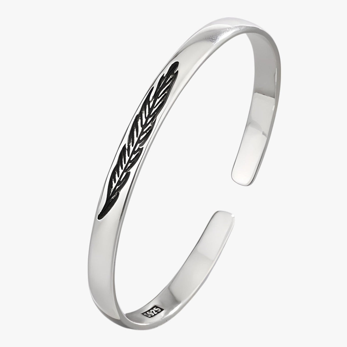 Sterling Silver Bracelet with Gold-Tone Feather Charm