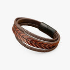 Multi-Layer Braided Leather Bracelet with Magnetic Clasp