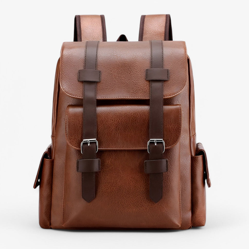Sleek Spacious PU Leather Laptop and Book Backpack
