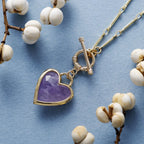 Gold-Plated Chain Necklace with Stone Charm in Many Stones