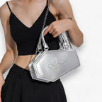 Gothic Coffin-Shaped Chain Handbag for Halloween