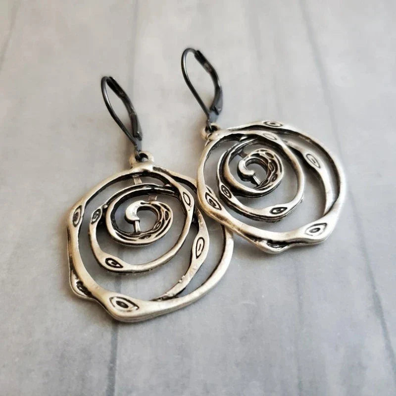 Sculptural Spiral Sterling Silver Drop Earrings